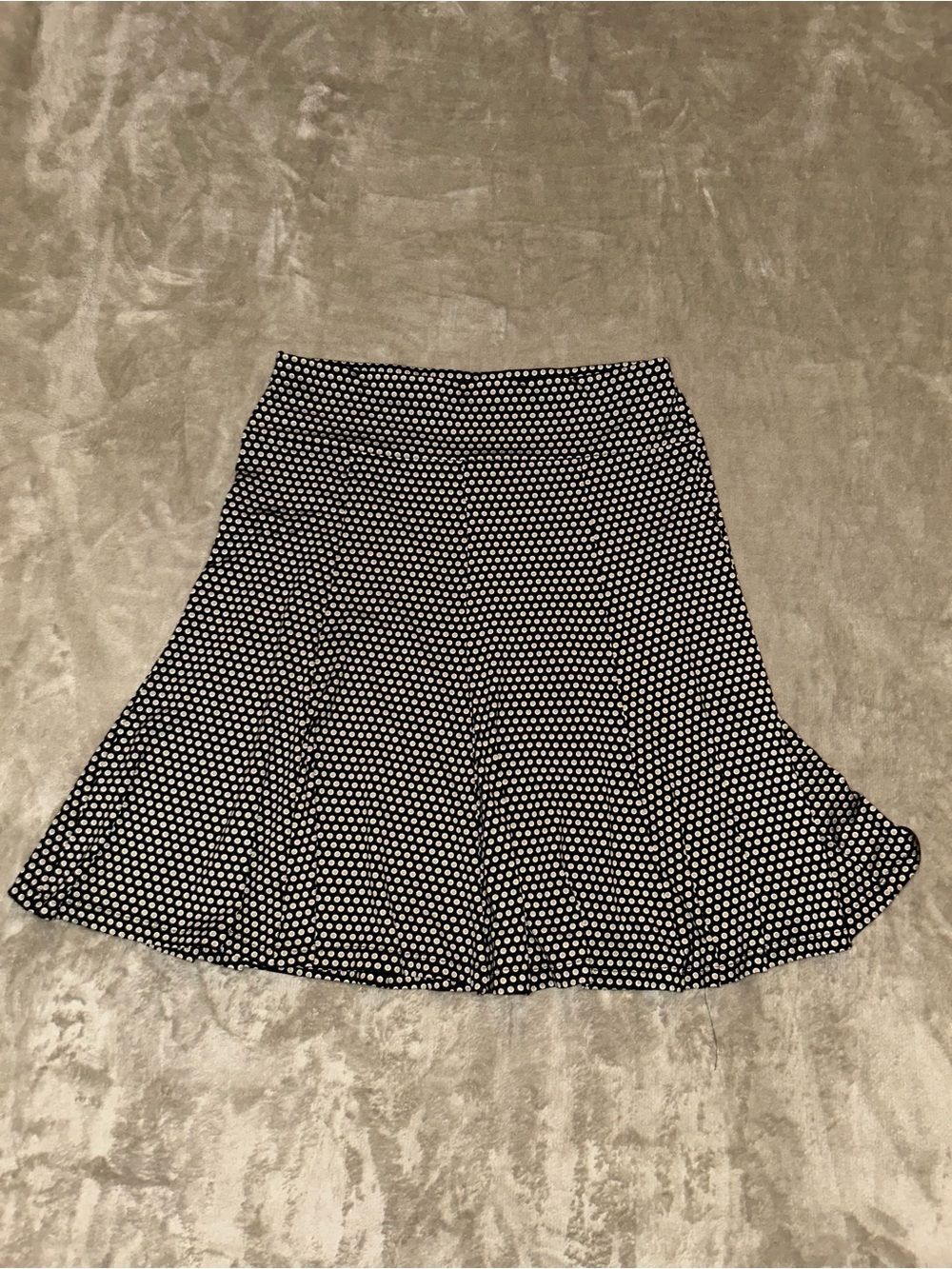 Dress Barn Black and Tan Polka Dot Midi Skirt Medium